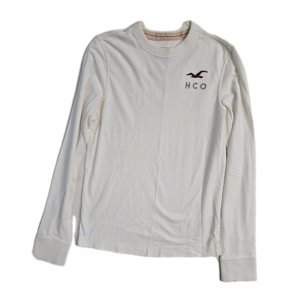 Hollister‎  Y2K Men's  Long Sleeves Shirt White L Cotton Logo Vintage